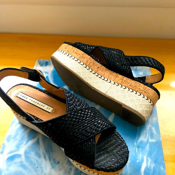 ZARA TRAFALUC PLATFORM SANDALS Size 37 (6.5)